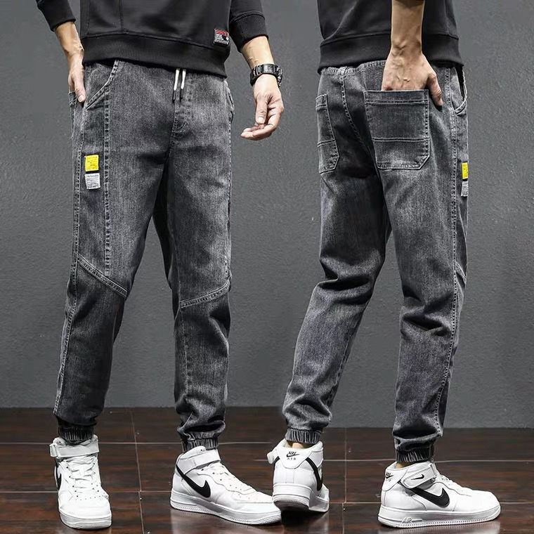 Jeans Bărbați Lărgi Cargo Harlan Trei Sferturi cu Bandă la Glezne