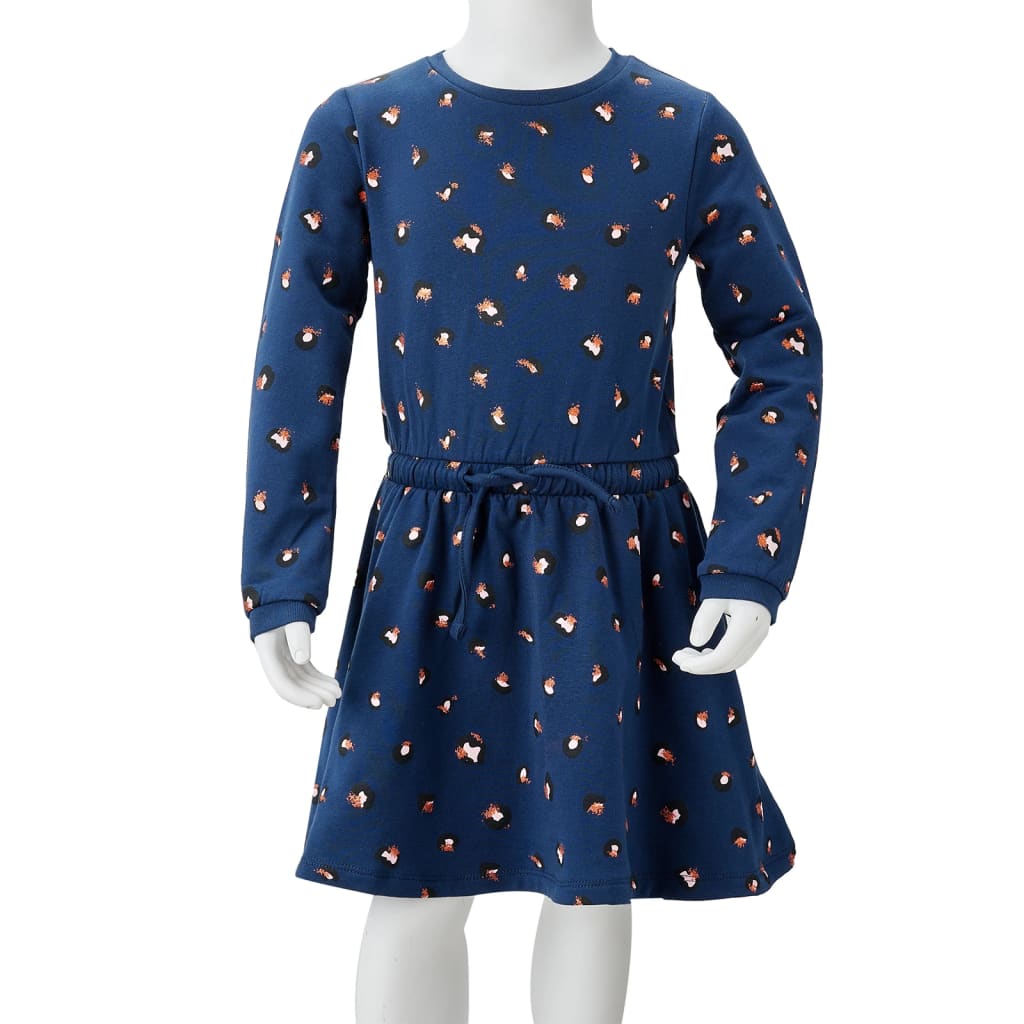 Rochie pentru copii cu mânecă lungă, bleumarin, mărimea 116