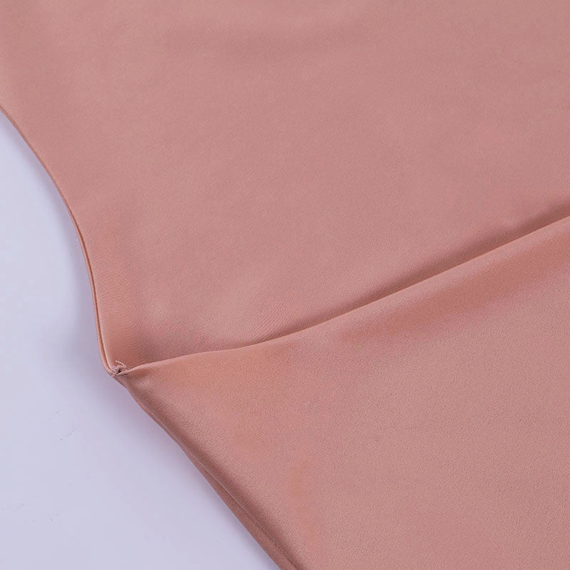 Rochie de petrecere din satin, decolteu în V, fără spate, mini, fără mâneci, pentru vară