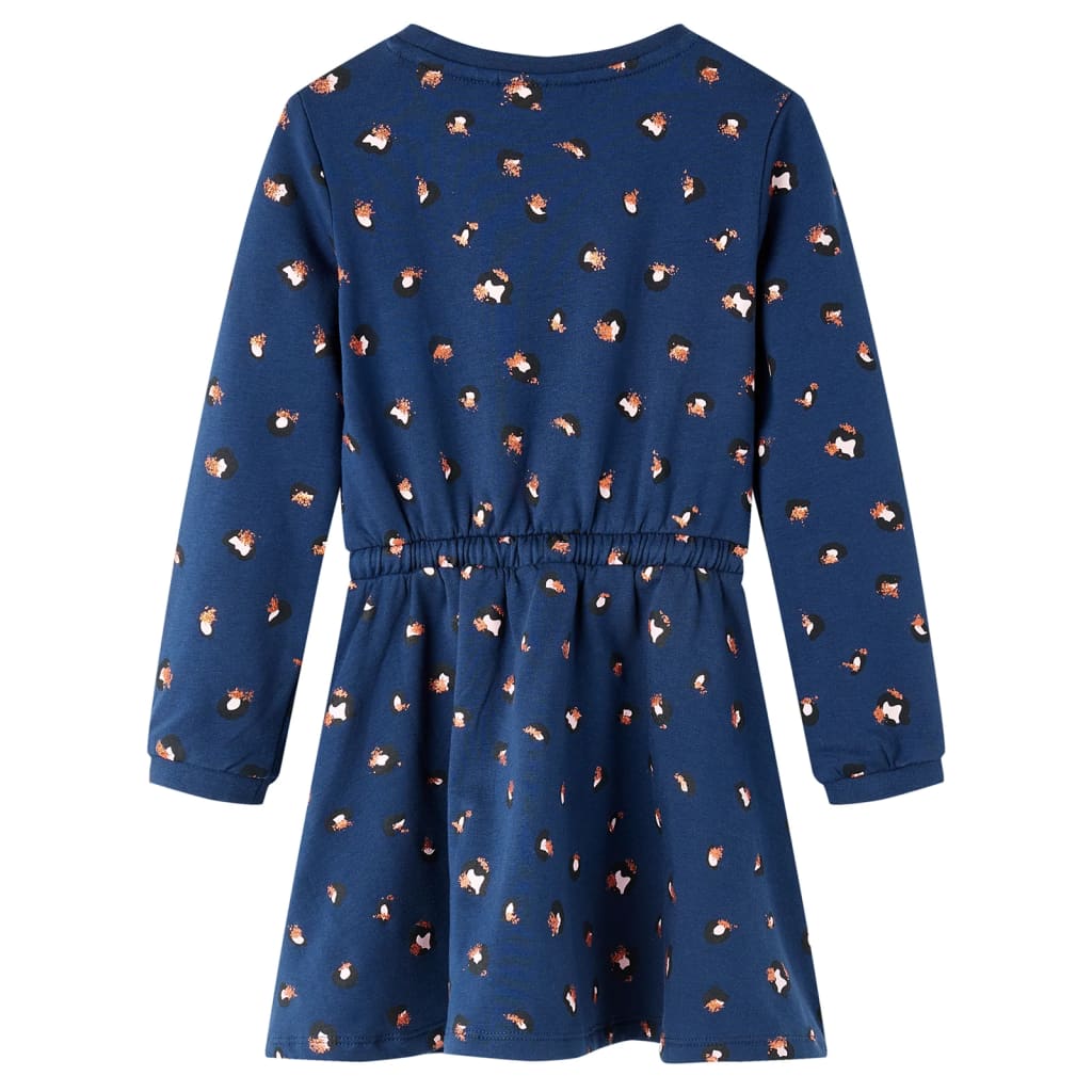 Rochie pentru copii cu mânecă lungă, bleumarin, mărimea 116