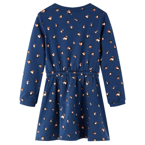 Rochie pentru copii cu mânecă lungă, bleumarin, mărimea 116