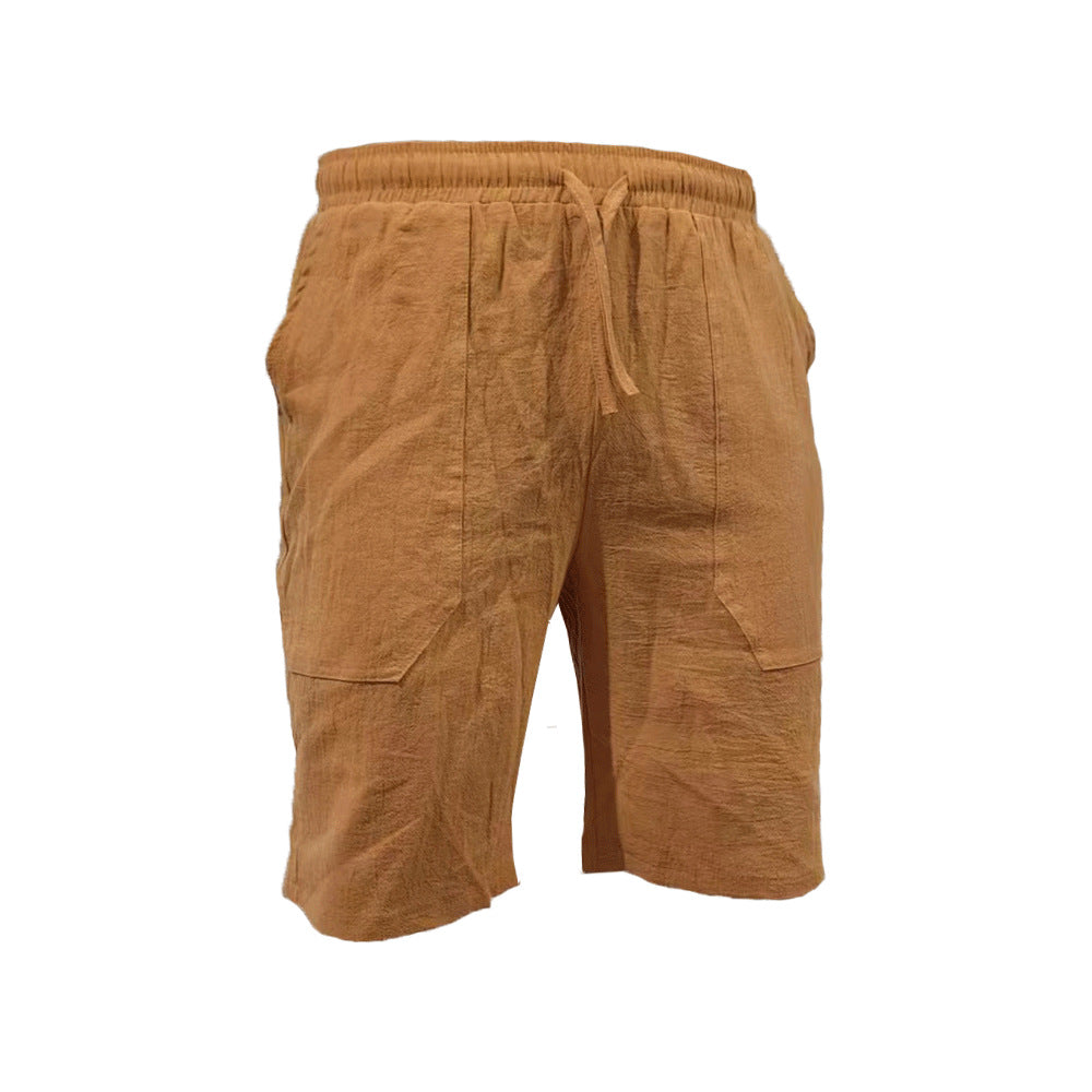 Pantaloni Scurți Bărbați Bumbac și In Vară Snur Elastic