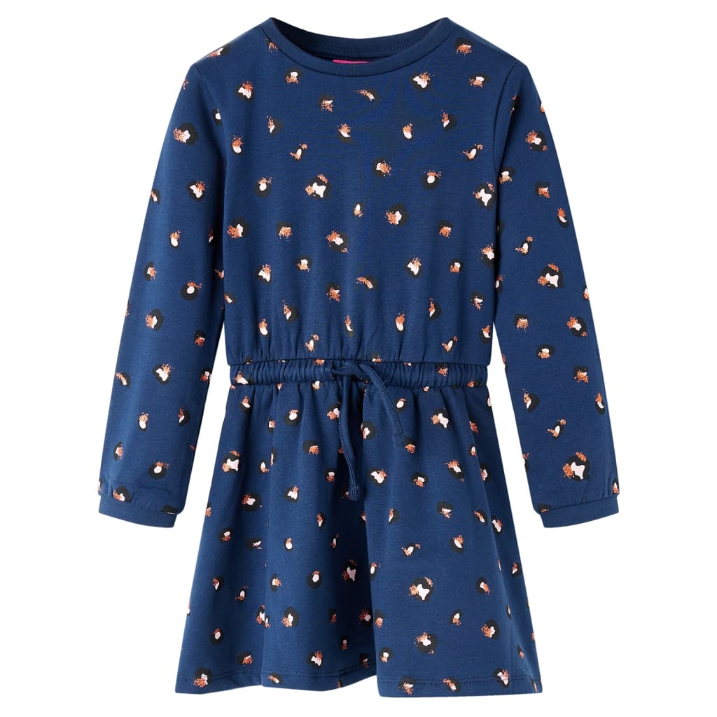 Rochie pentru copii cu mânecă lungă, bleumarin, mărimea 116