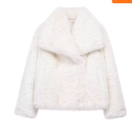 Jachetă de iarnă tip palton, pufoasă, groasă și călduroasă, cu rever, model fashion, mânecă lungă, casual, îmbrăcăminte de damă