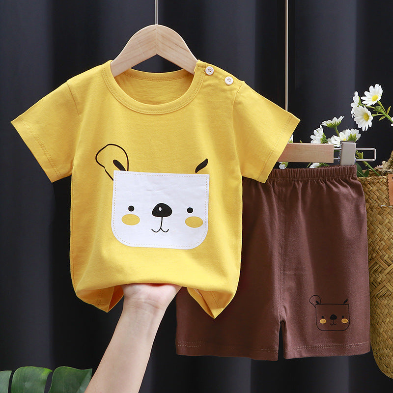 Costum pentru copii cu mânecă scurtă, tricou din bumbac, haine bebeluși