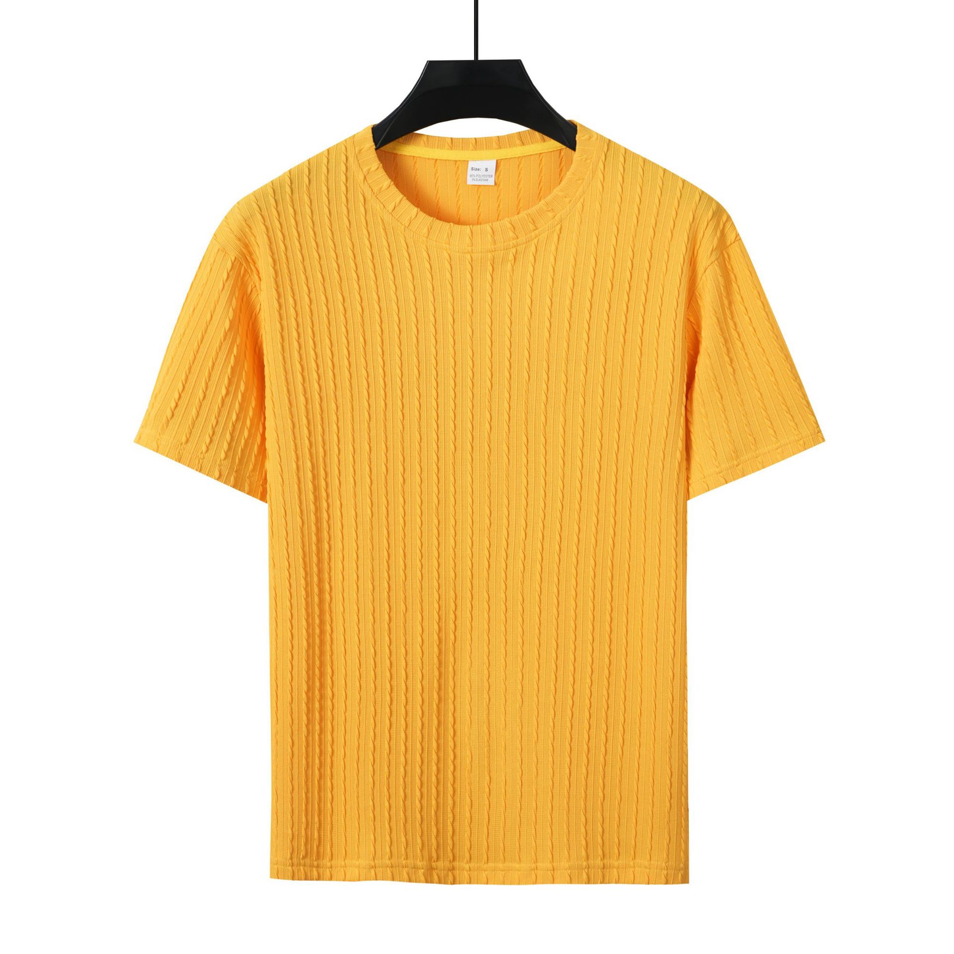 Set din două piese bărbătesc, sport, uni, cu tricou cu decolteu rotund și model vertical