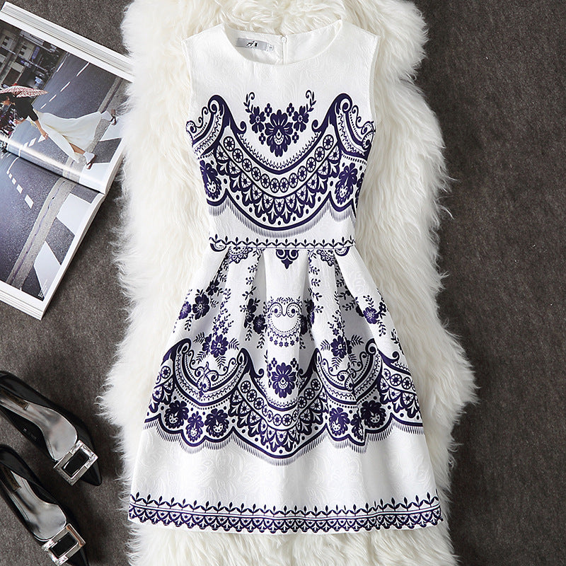 Rochie de damă la modă, cu imprimeuri, din colecția de primăvară și vară europeană și americană