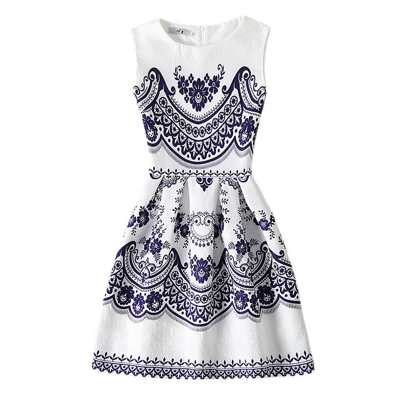Rochie de damă la modă, cu imprimeuri, din colecția de primăvară și vară europeană și americană