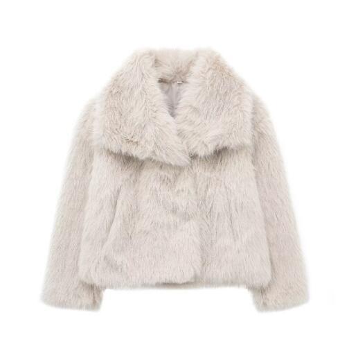 Jachetă de iarnă tip palton, pufoasă, groasă și călduroasă, cu rever, model fashion, mânecă lungă, casual, îmbrăcăminte de damă