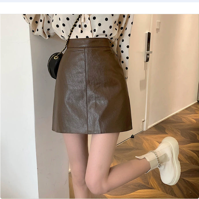 Fustă scurtă mini, tip creion, mulată, din piele lucioasă, pentru femei, cu talie înaltă și fermoar