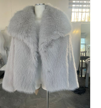 Jachetă de iarnă tip palton, pufoasă, groasă și călduroasă, cu rever, model fashion, mânecă lungă, casual, îmbrăcăminte de damă