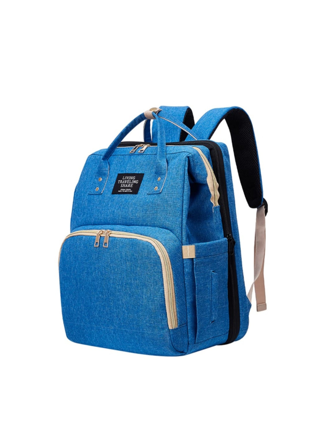 3-in-1 multifunctional bag for mothers, can be used as a bag, backpack or cot, blue